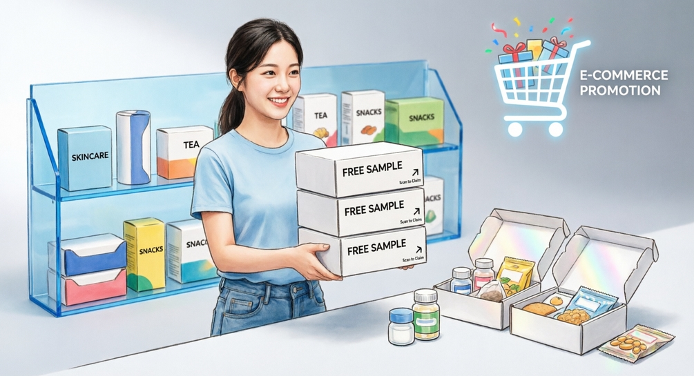 E-commerce promotion with free sample distribution